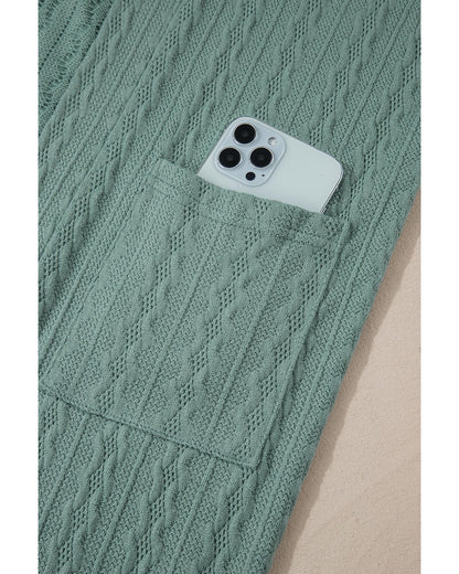 Canton Textured Knit Side Pockets Open Front Cardigan - S