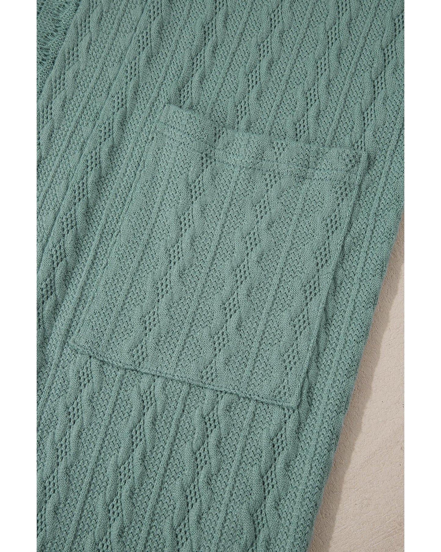 Canton Textured Knit Side Pockets Open Front Cardigan - S
