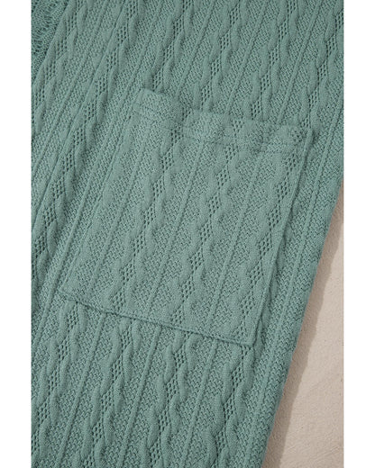 Canton Textured Knit Side Pockets Open Front Cardigan - S