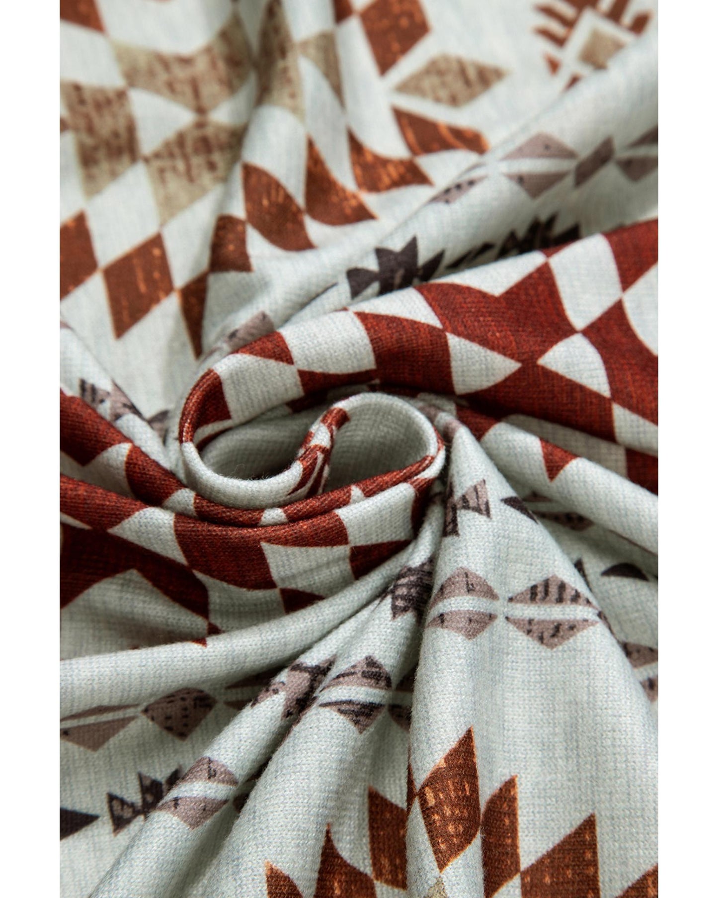 Brown Western Aztec Printed Open Front Long Cardigan - L