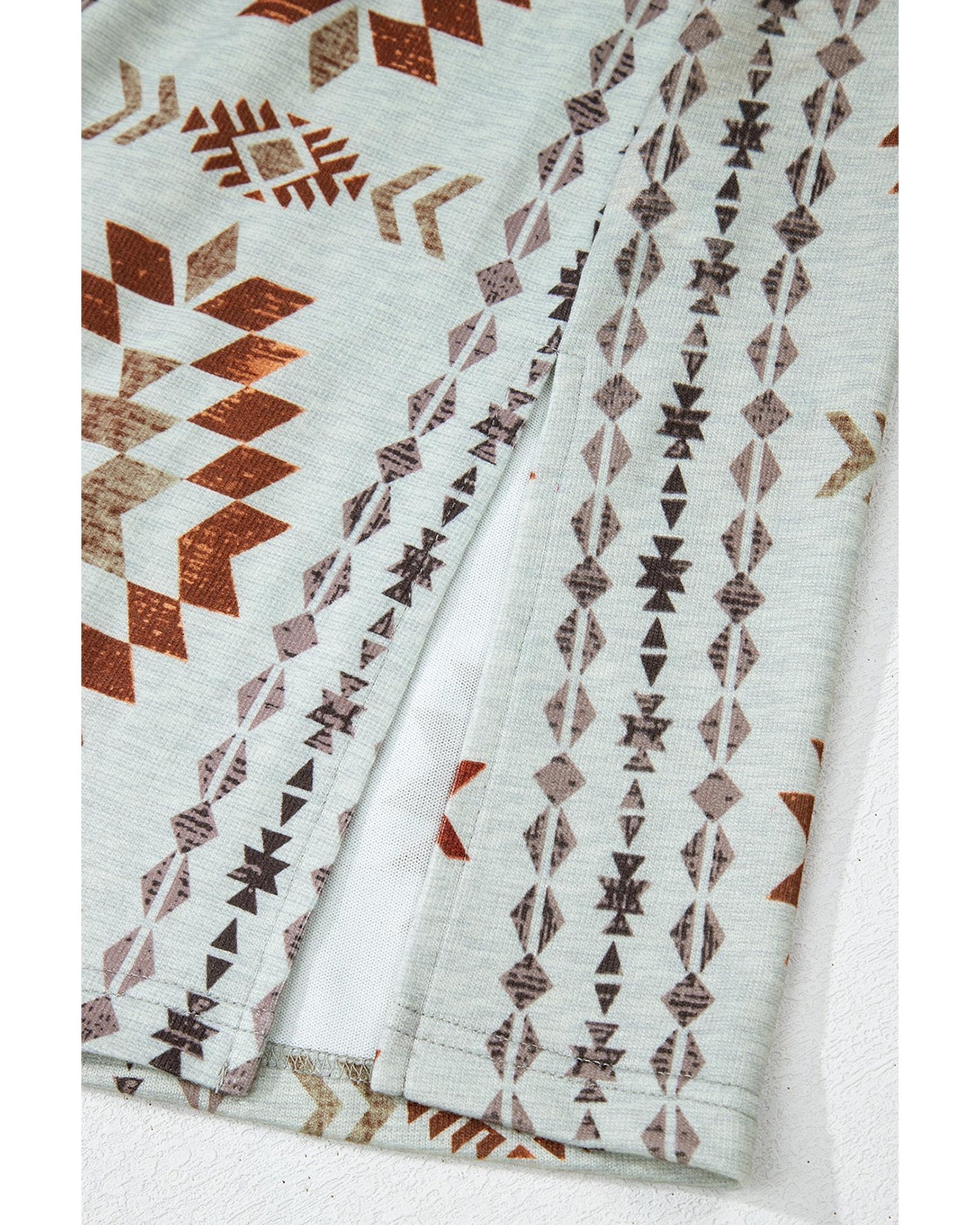 Brown Western Aztec Printed Open Front Long Cardigan - M