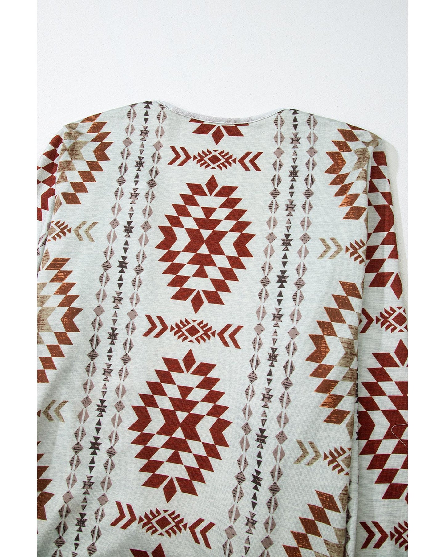 Brown Western Aztec Printed Open Front Long Cardigan - S