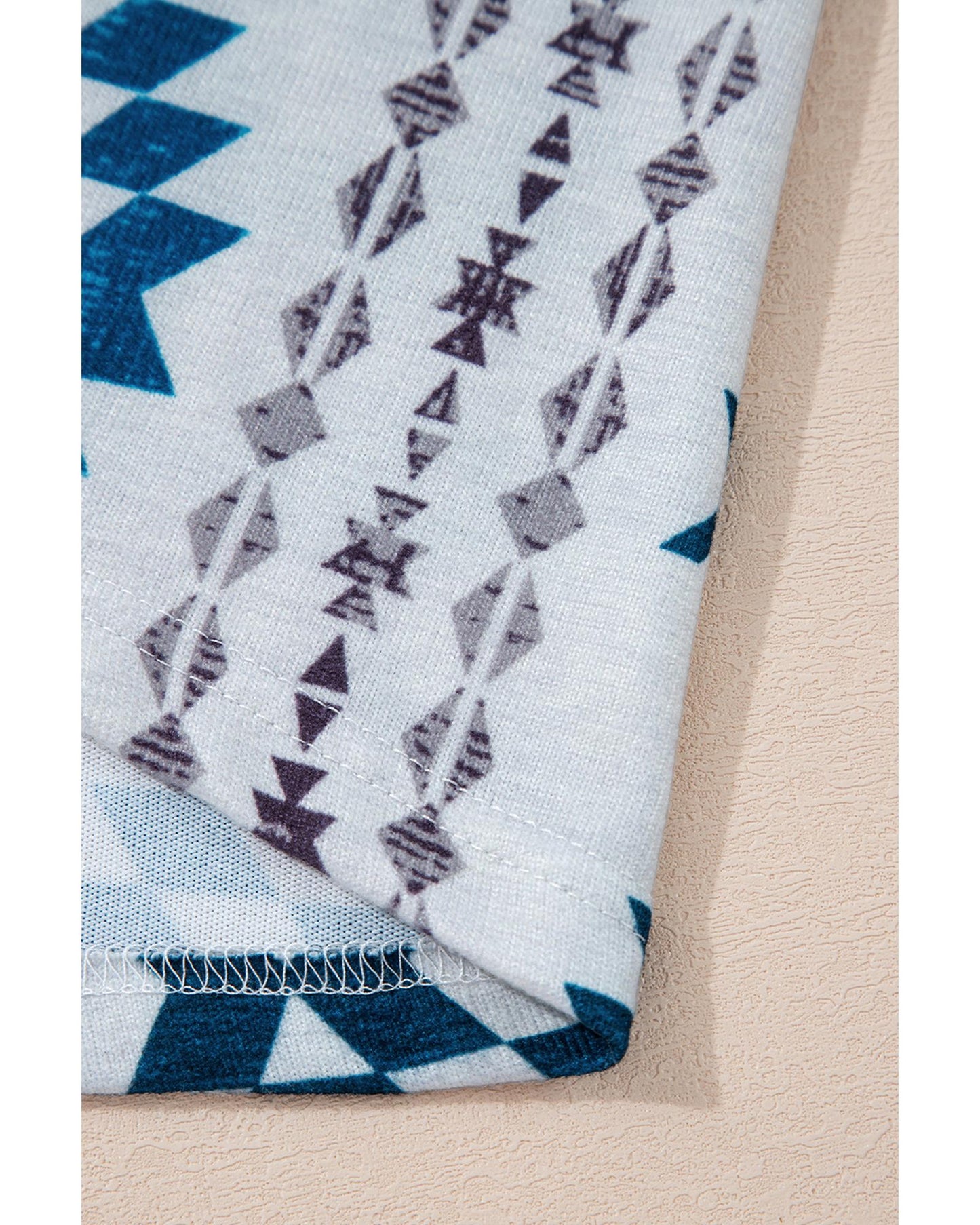Sky Blue Western Aztec Printed Open Front Long Cardigan - M