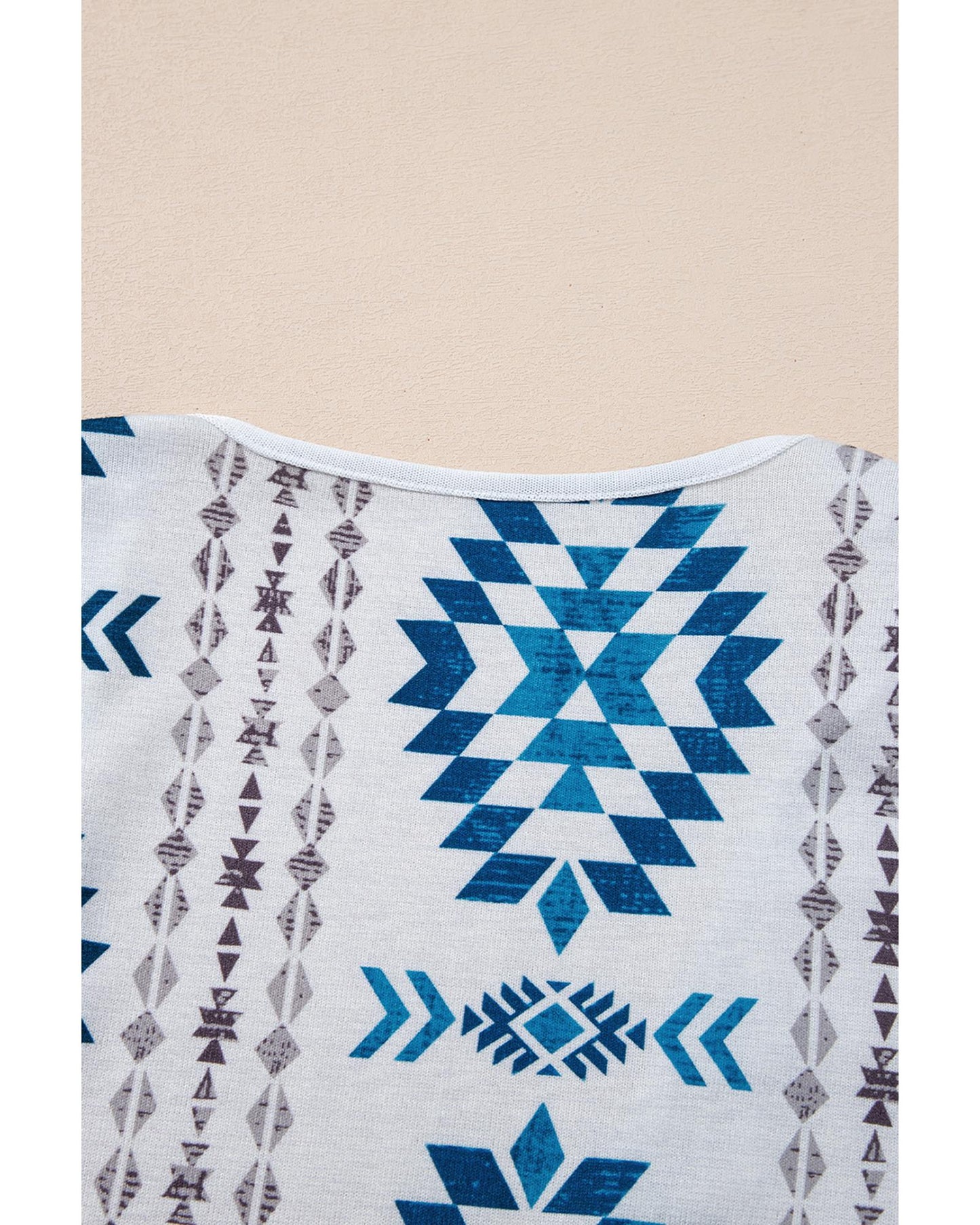 Sky Blue Western Aztec Printed Open Front Long Cardigan - M