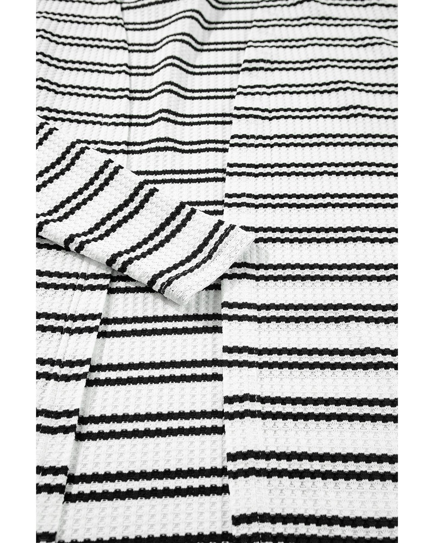 Black Stripe Print Open Front Duster Cardigan - S