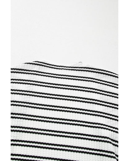 Black Stripe Print Open Front Duster Cardigan - XL