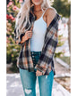 Black Oversize Rounded Hem Plaid Shacket with Slits - XL