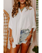 Azura Exchange White 3/4 Puff Sleeve Oversize Shirt - 2XL