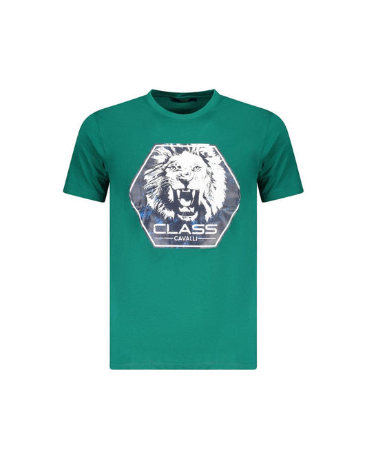 Cavalli Class Men's Green Cotton T-Shirt - XL
