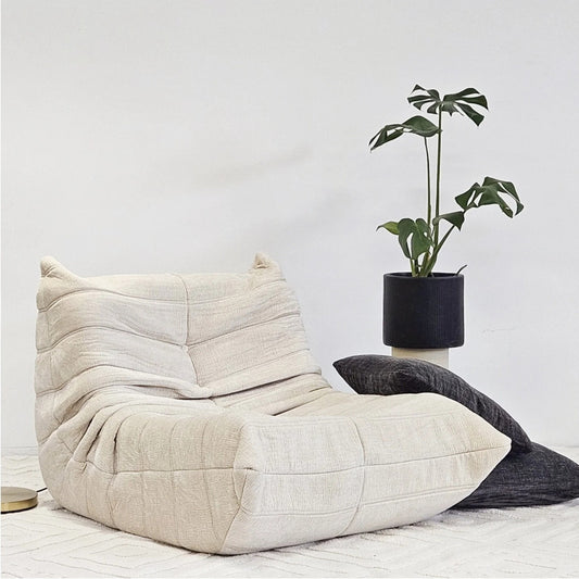 Vacuum-Packed, Comfy Mid Century Togo Lounge Sofa Modern Backrest White Corduroy Armless Retro Decorative Cozy Seat for Indoor