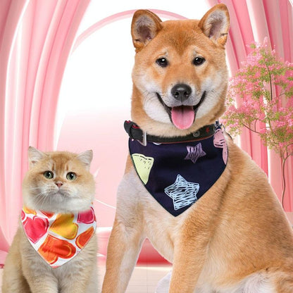 Cute Pet Triangle Towel Bib Cartoon Cats And Dogs Drool Towel Scarf - Size 01 - 10