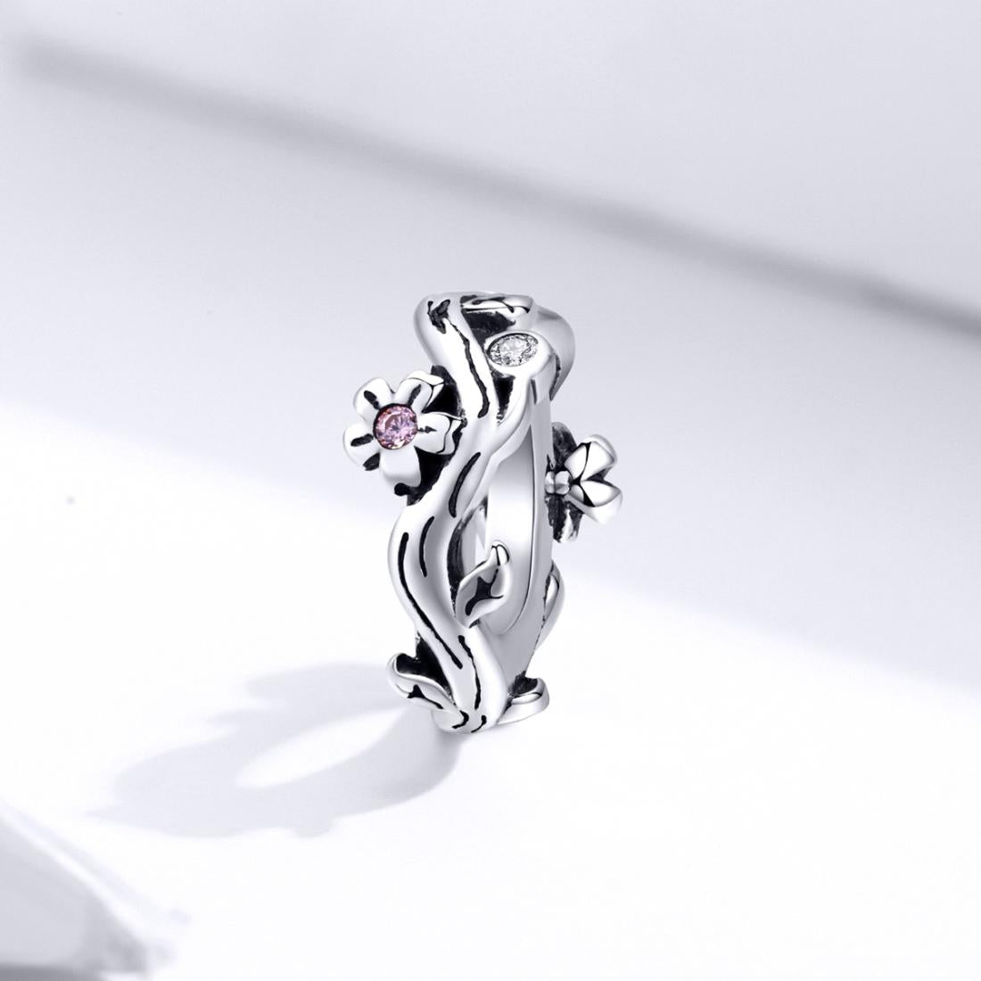 925 Sterling Silver Cherry Blossom Branch Pendant For Diy Bracelets And Necklaces