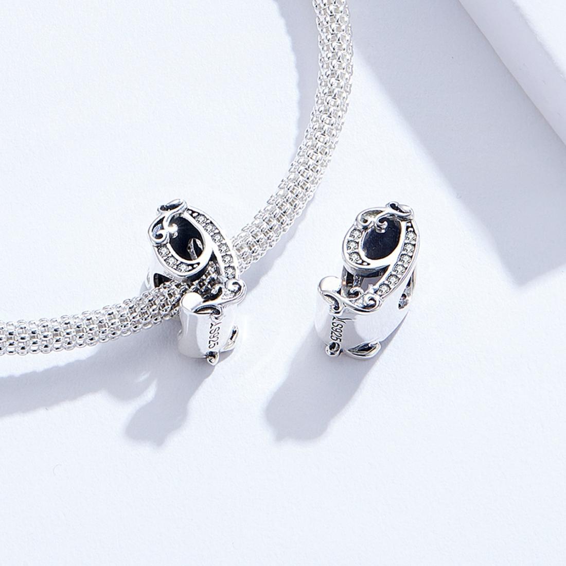 925 Sterling Silver Relief Number Series 0 9 Beads For Diy Bracelets And Necklaces Style - 9