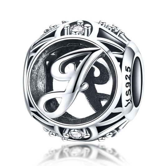 925 Sterling Silver 26 English Letter Beads For Diy Bracelets & Necklaces Style - J