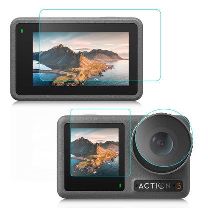 Tempered Glass Film Set for Dji Action 3 - 3-in-1 Protection for Front and Back Screens and Lenses