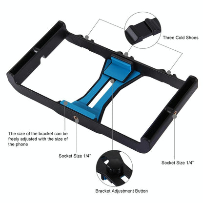 Smartphone Video Rig & Microphone Kit For Live Broadcast - Compatible With Iphone Galaxy Huawei Xiaomi Htc Lg Google And More - Blue