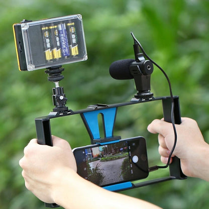 Smartphone Video Rig & Microphone Kit For Live Broadcast - Compatible With Iphone Galaxy Huawei Xiaomi Htc Lg Google And More - Blue