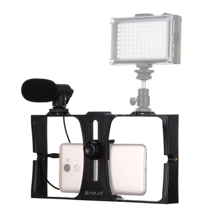 Smartphone Video Rig & Microphone Kit For Live Broadcast - Compatible With Iphone Galaxy Huawei Xiaomi Htc Lg Google And More - Blue