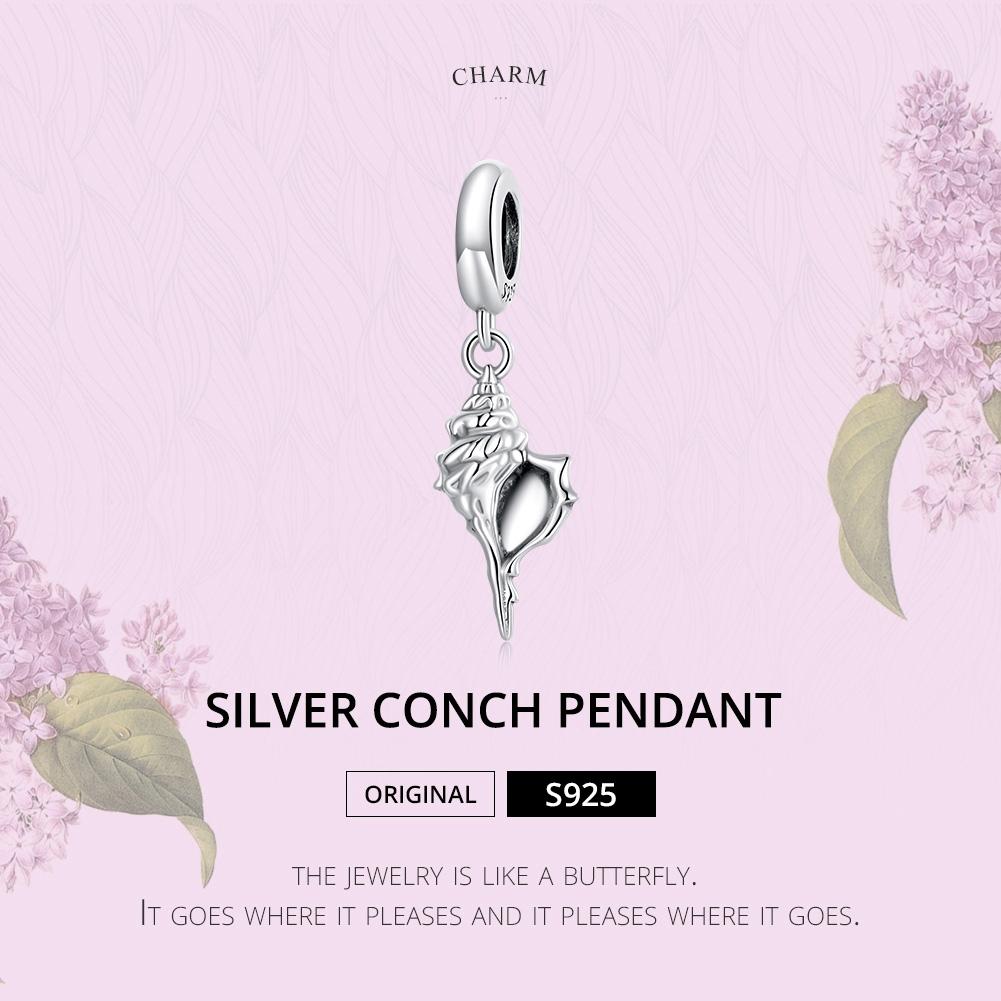 925 Sterling Silver Conch Pendant For Diy Bracelets & Necklaces