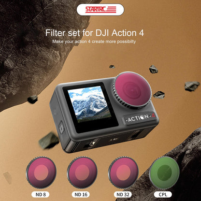4-in-1 Lens Filter Set for Dji Action 4 - Nd8 Nd16 Nd32 Cpl