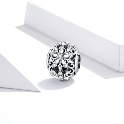 925 Sterling Silver Snowflake Beads For Diy Bracelets & Necklaces