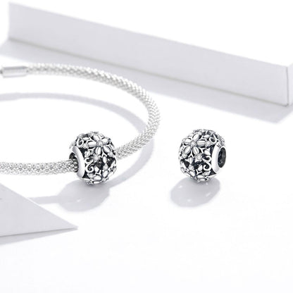 925 Sterling Silver Snowflake Beads For Diy Bracelets & Necklaces