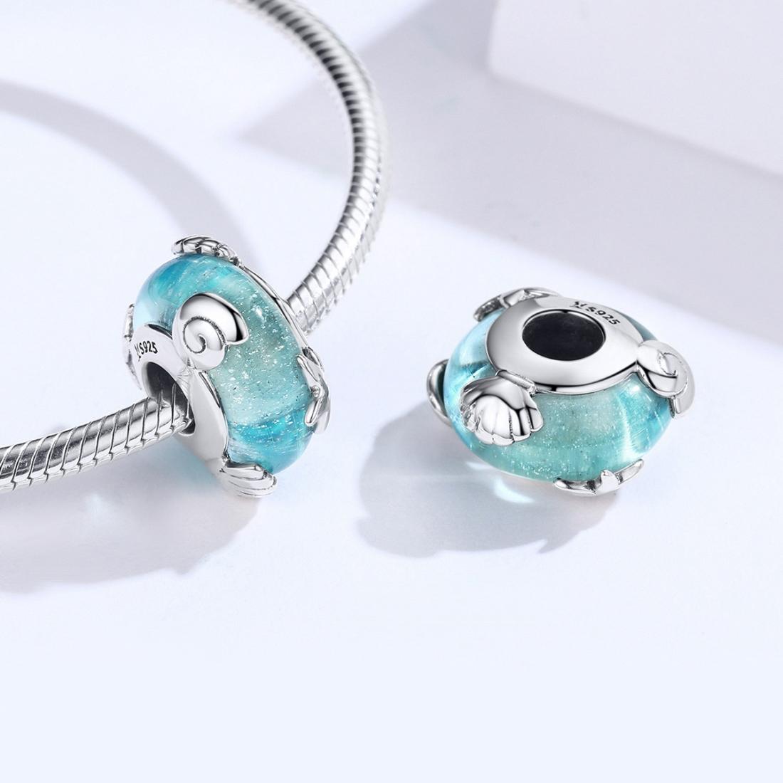 925 Sterling Silver Ocean Star Pendant Bracelet With Blue Glass Bead