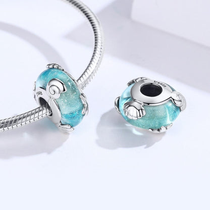 925 Sterling Silver Ocean Star Pendant Bracelet With Blue Glass Bead