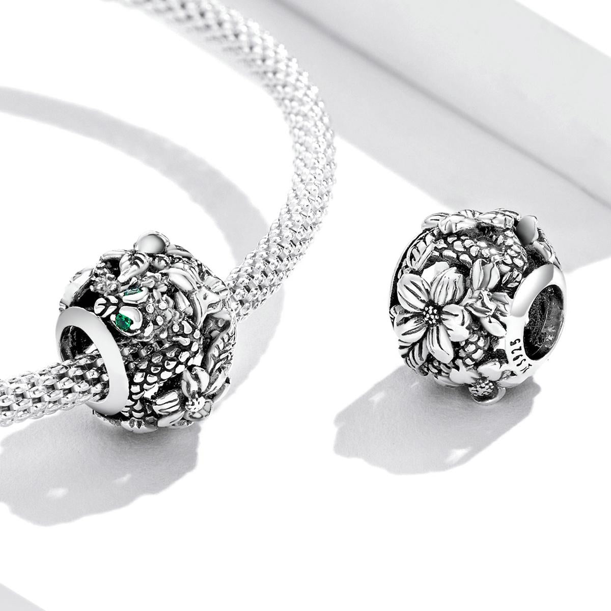 925 Sterling Silver Retro Snake Bead Bracelet / Necklace Accessory Set