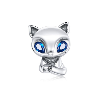 925 Sterling Silver Charming Fox Bead For Diy Bracelets & Necklaces