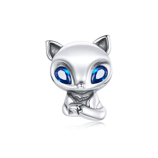 925 Sterling Silver Charming Fox Bead For Diy Bracelets & Necklaces