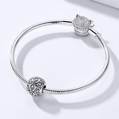 925 Sterling Silver Retro Flower Texture Beads For Diy Bracelets & Necklaces