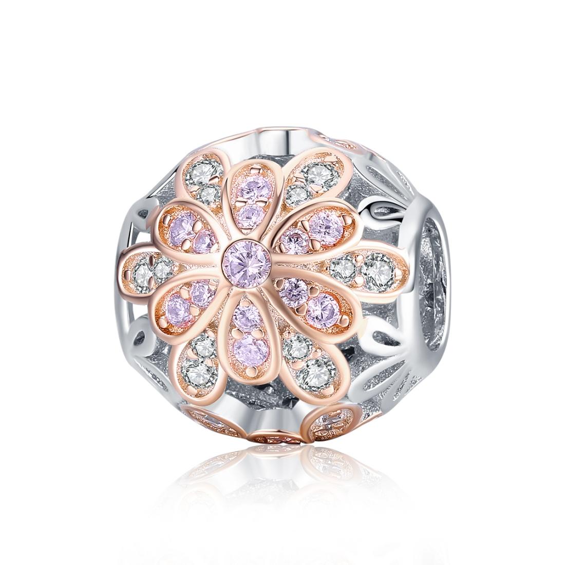 925 Sterling Silver Flower Stamen Diamond Beads For Diy Bracelets