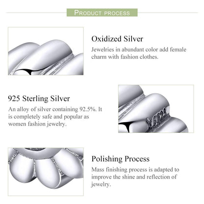 925 Sterling Silver Sunflower Smile Bead Pendant