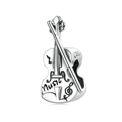 925 Sterling Silver Vintage Violin Beads For Diy Bracelets & Necklaces