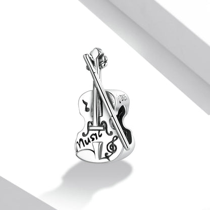 925 Sterling Silver Vintage Violin Beads For Diy Bracelets & Necklaces