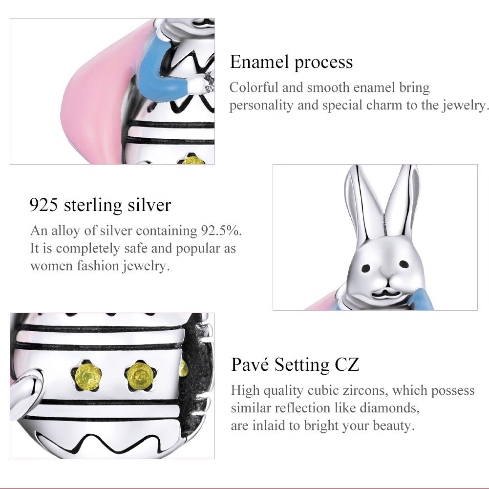925 Sterling Silver Bunny Bead Bracelet / Necklace Accessory