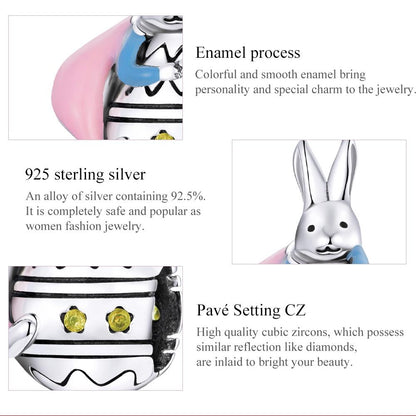 925 Sterling Silver Bunny Bead Bracelet / Necklace Accessory