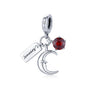 925 Sterling Silver January Birthstone Moon Pendant For Diy Bracelets & Necklaces