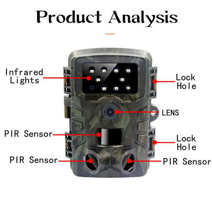 1080p Wildlife Hunting Camera with Night Vision for Outdoor Tracking