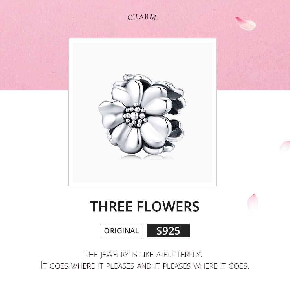 925 Sterling Silver Flower Beaded Bracelet Accessory