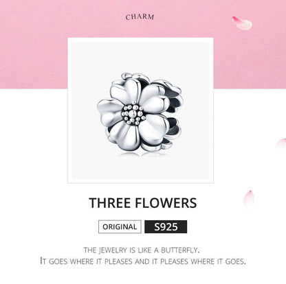925 Sterling Silver Flower Beaded Bracelet Accessory