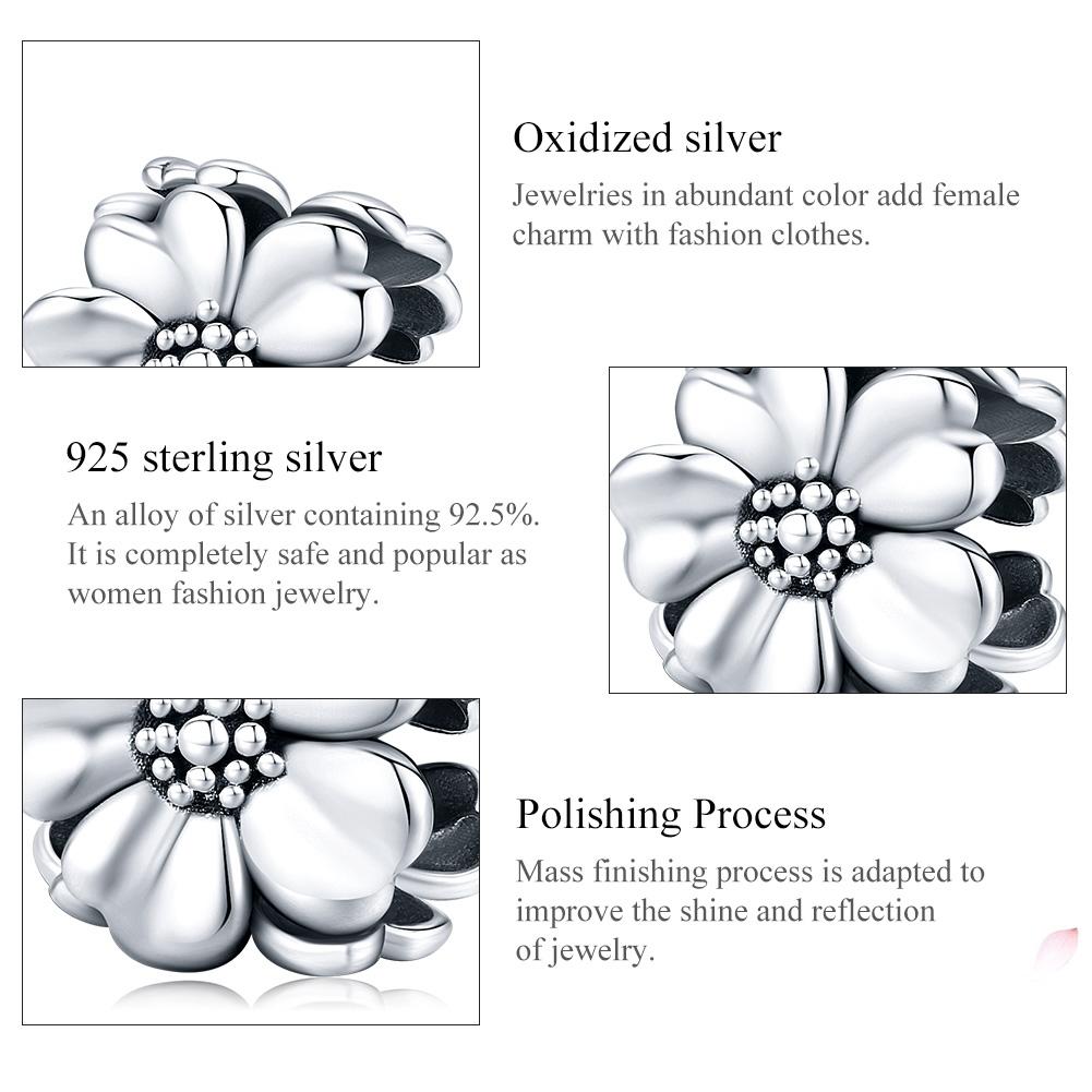 925 Sterling Silver Flower Beaded Bracelet Accessory