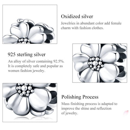 925 Sterling Silver Flower Beaded Bracelet Accessory