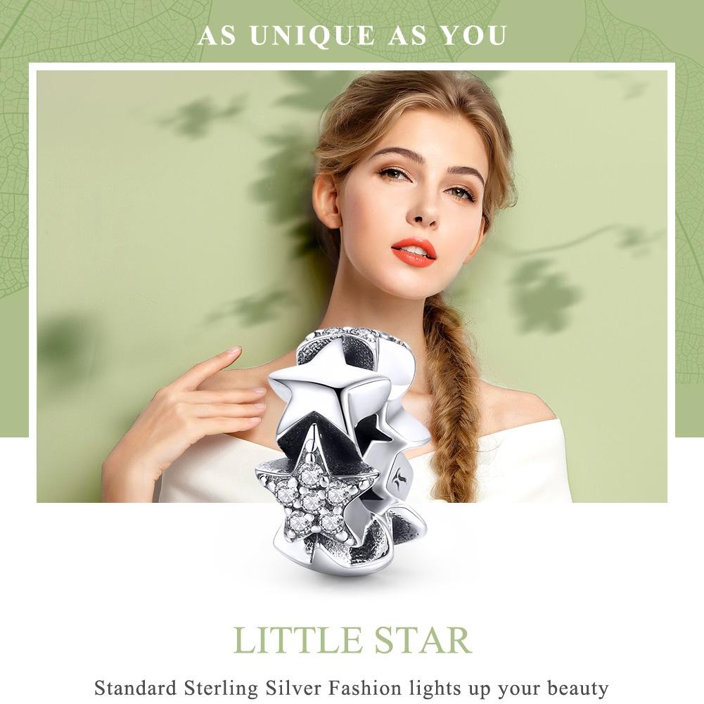 925 Sterling Silver Zircon Inlaid Star Necklace / Bracelet Pendant