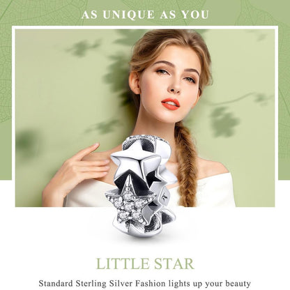 925 Sterling Silver Zircon Inlaid Star Necklace / Bracelet Pendant
