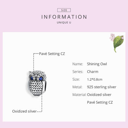 925 Sterling Silver Owl Beads For Diy Bracelets & Necklaces