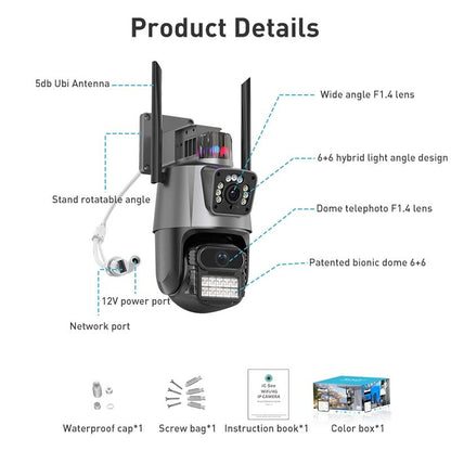 Smart Dual 2Mp Wifi Spherical Ip Camera With Humanoid Recognition And Alarm