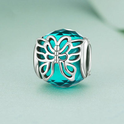 925 Sterling Silver Butterfly Bracelet With Insect Pattern Beads