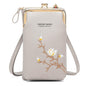Black Embroidered Single Shoulder Phone Bag Wallet - Gray